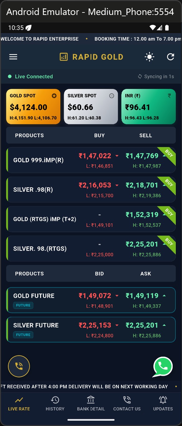Rapid Gold Market Watch Live Rate Screen