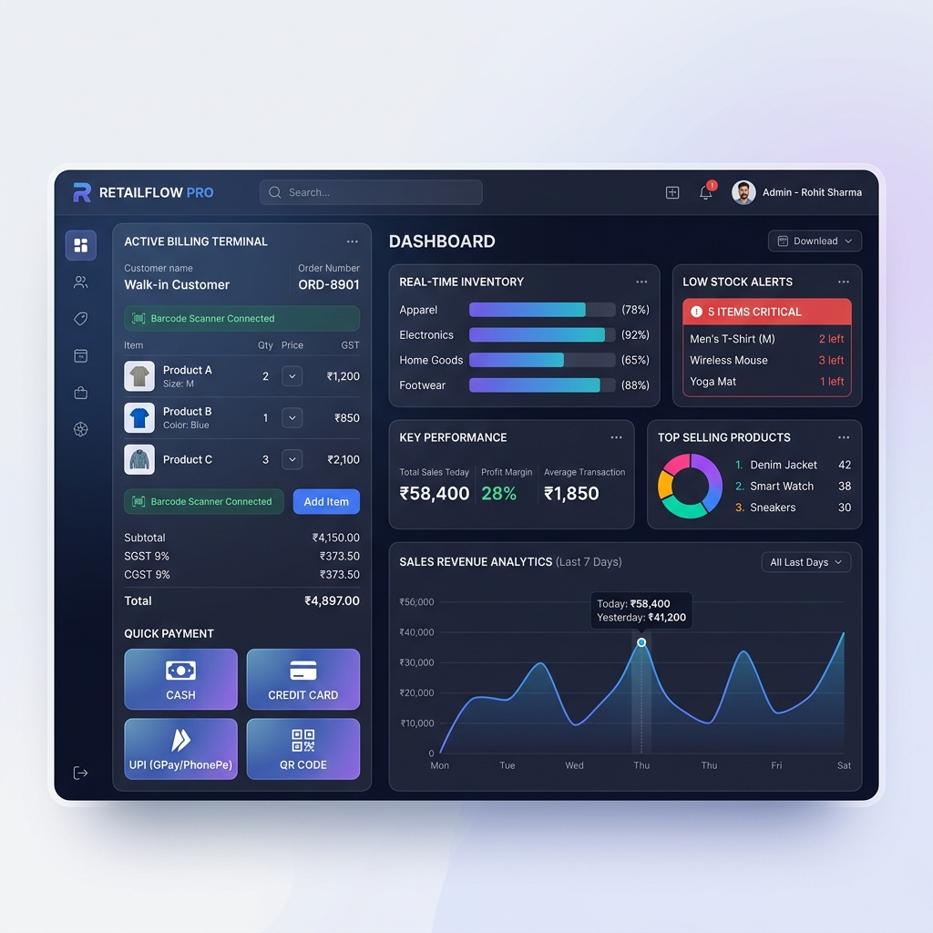 Retail Billing POS Software Dashboard